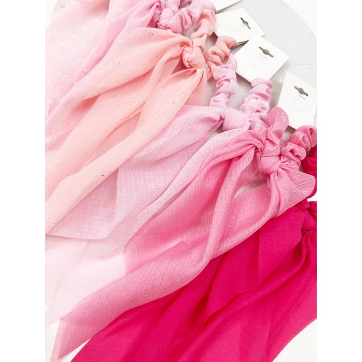 MIX COLOR Variety Pink Shade Fabric Long Tail Hair Scrunchie for wholesale on Faire