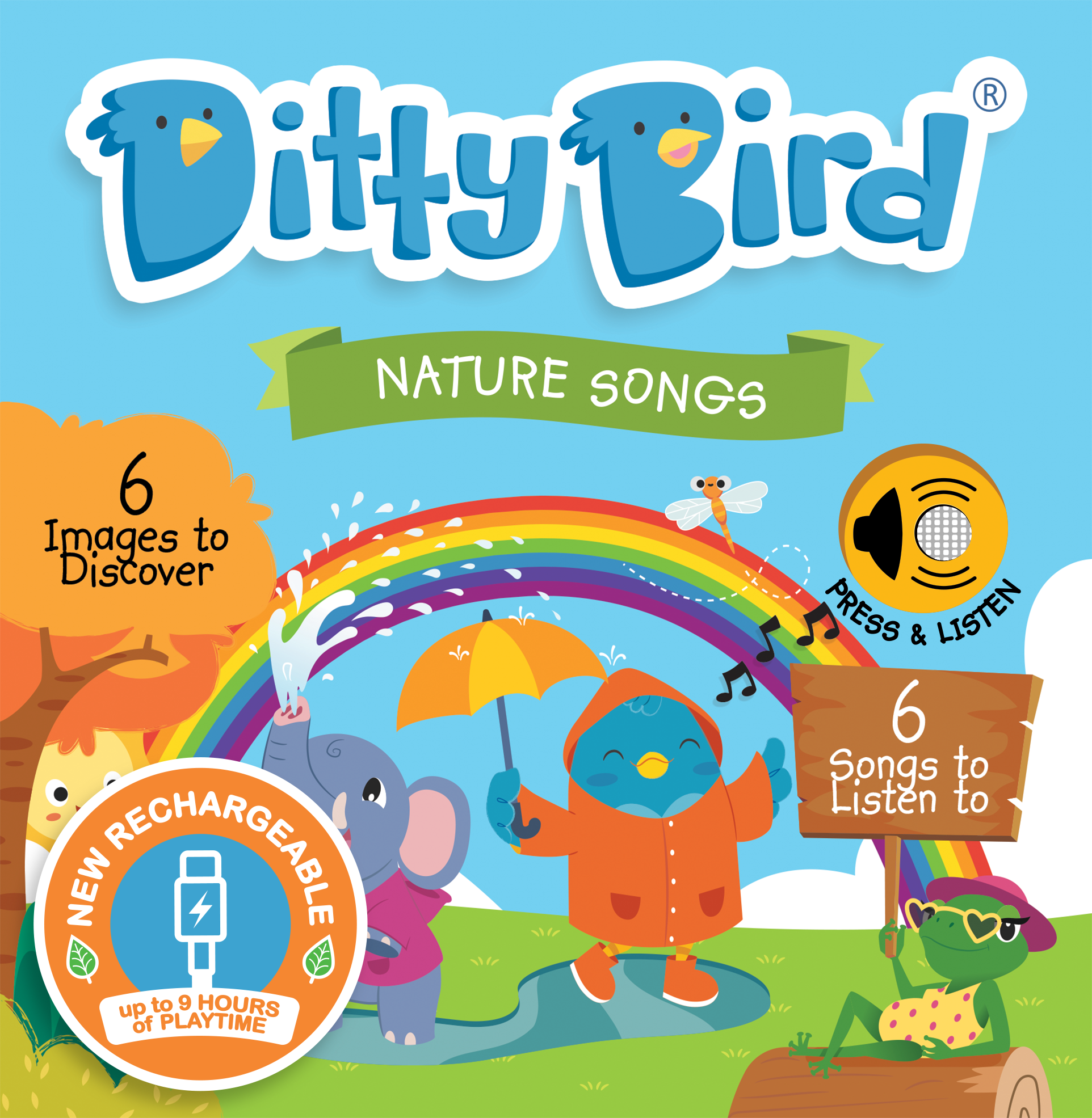 Ditty Bird - Vente Livre pour enfants de maternelle (de 3 à 5 ans) - Livre sonore Ditty Bird pour enfants : Chansons de la nature USB-C4