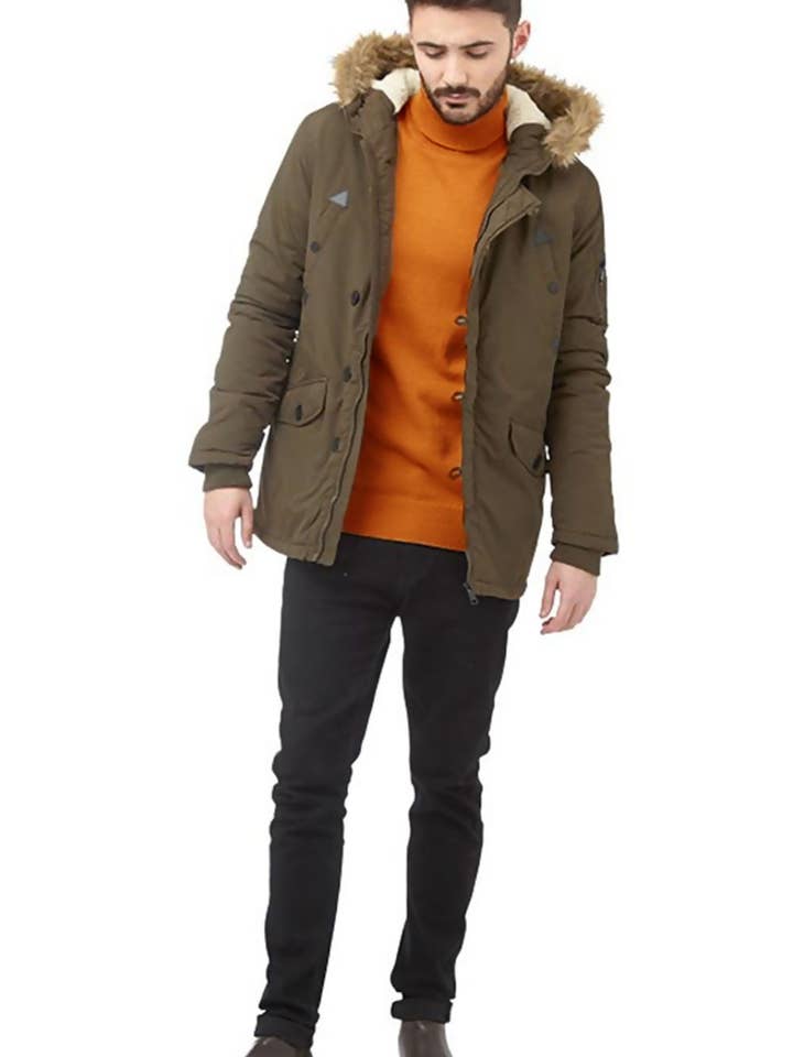 Orange BURNT UMBER POLO NECK JUMPER for wholesale on Faire