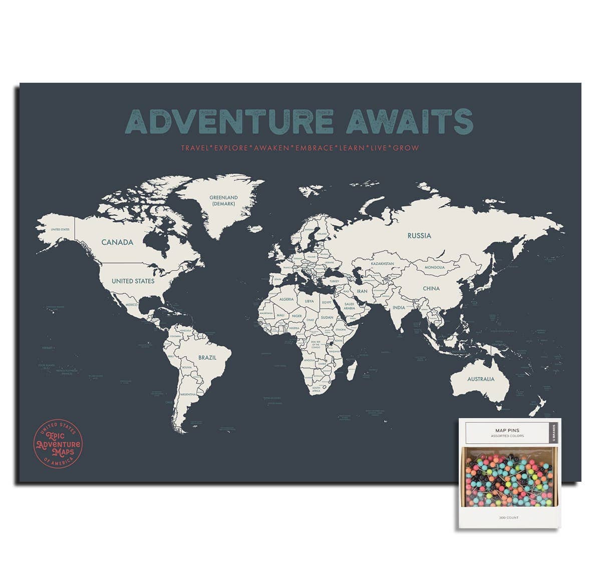 Epic Adventure Maps - Wholesale Map - World Travel Pushpin Map3