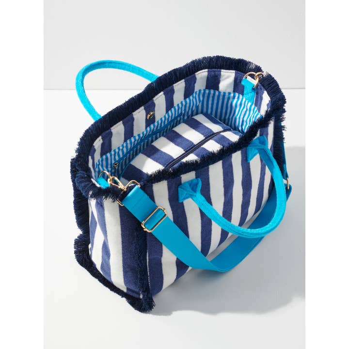 NAVY CABANA STRIPE TOTE for wholesale on Faire