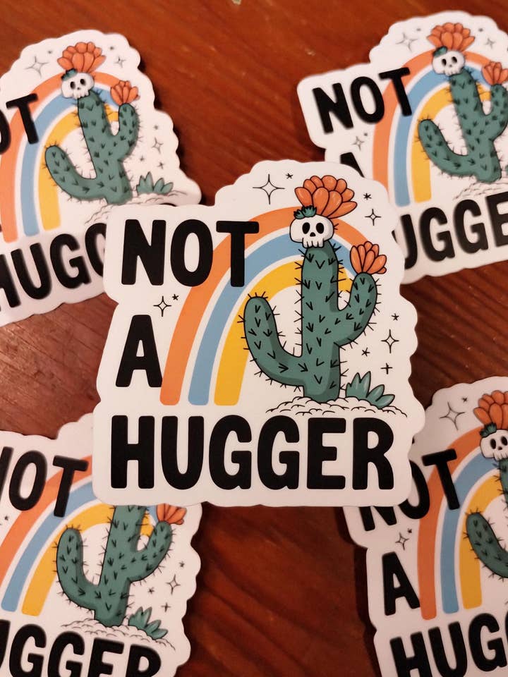 Not A Hugger Cactus Sticker - Anti Social Humor Decals for wholesale by The Crafty Bookworm3