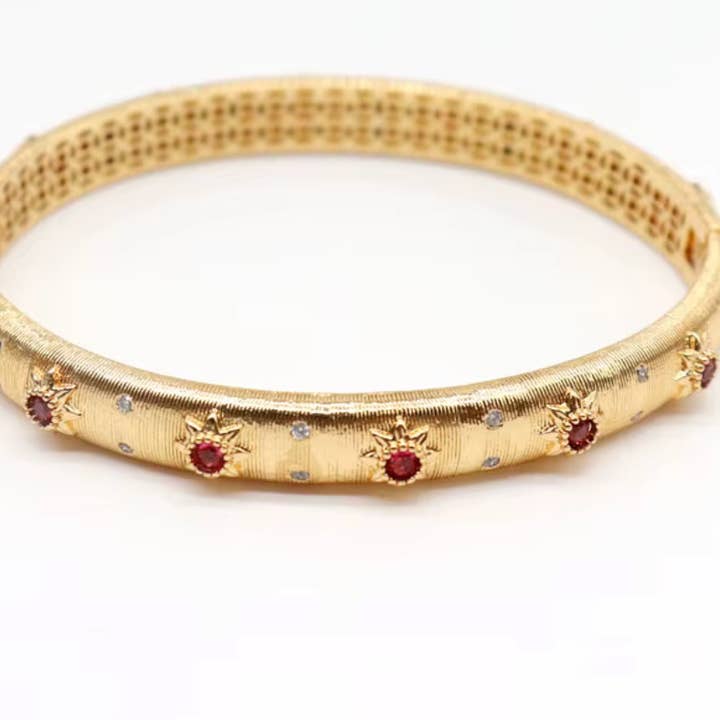 HoopLa - Wholesale Cuff bracelet - Opera Bracelet the Marci Open Hinge CZ Wrap 18K Gold Bangle2