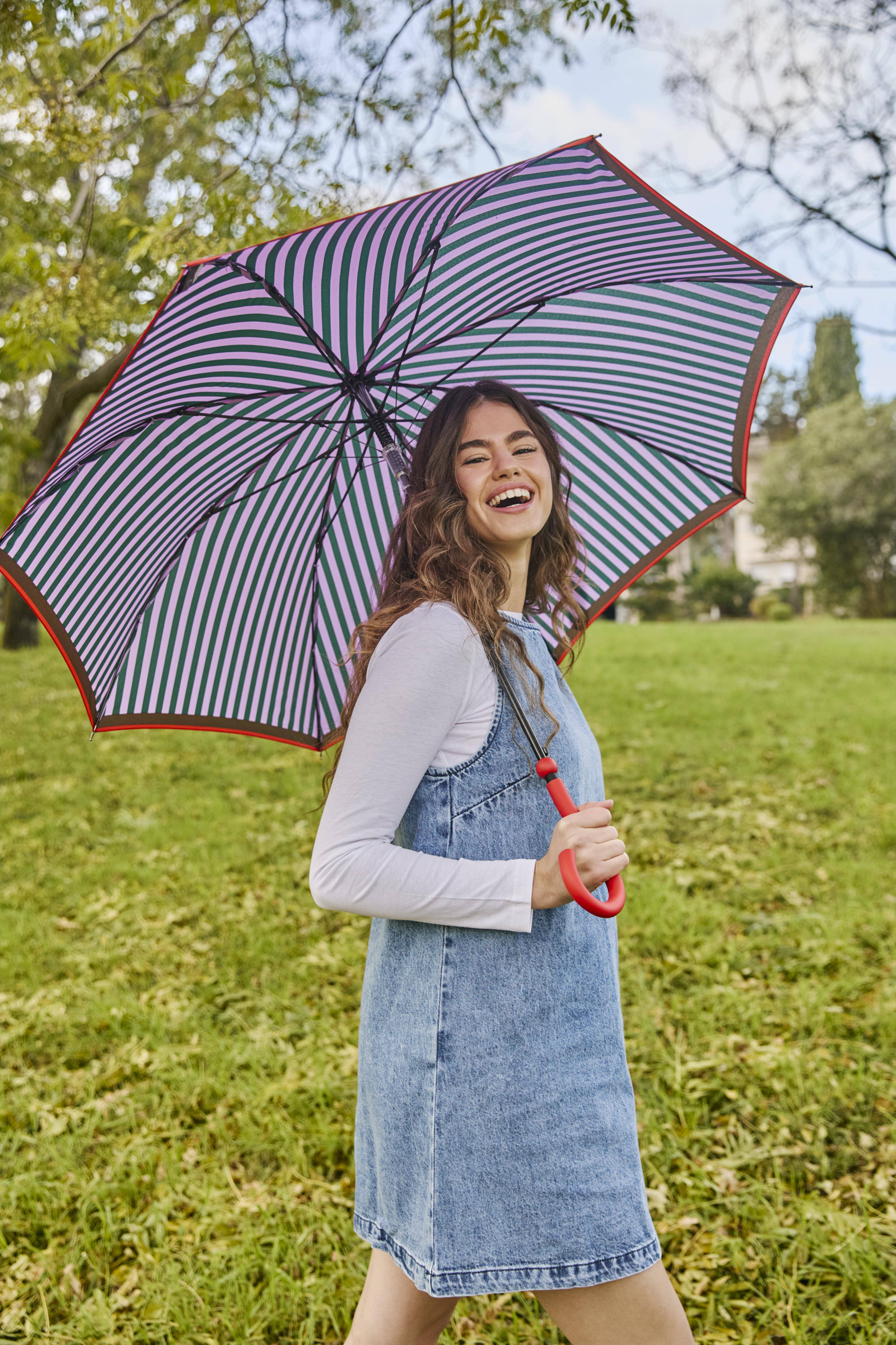 Mkr International - Wholesale Umbrella - Women's - Joy Striped Automatic Long Umbrella5