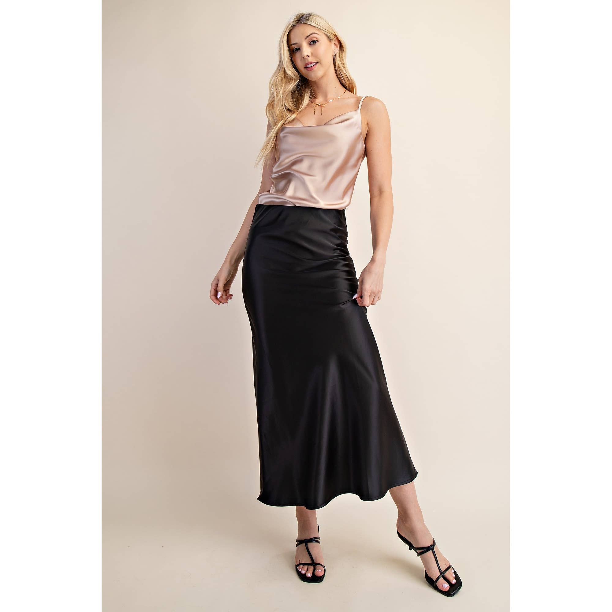 STYLE USA - Wholesale Skirt - Women's - Midi Satin Skirt10