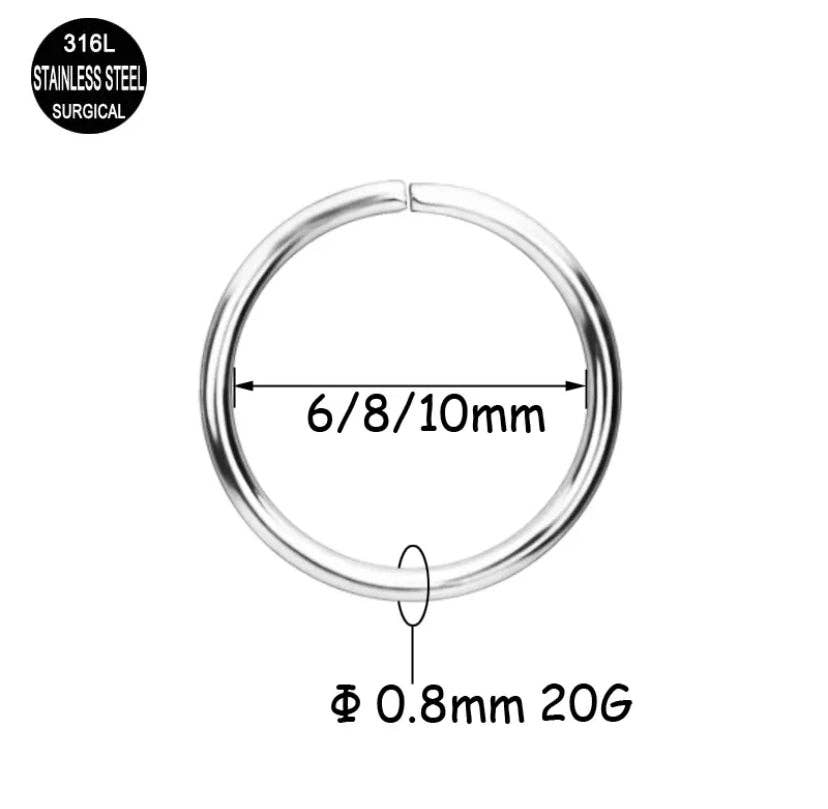 Mermaid Marys – wholesale Nose ring – 316l Stainless Steel Nose Ring | 8mm Silver Nose Hoop1