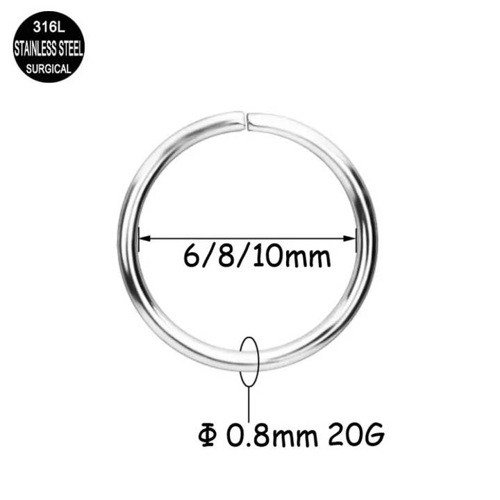 Mermaid Marys – wholesale Nose ring – 316l Stainless Steel Nose Ring | 8mm Silver Nose Hoop1