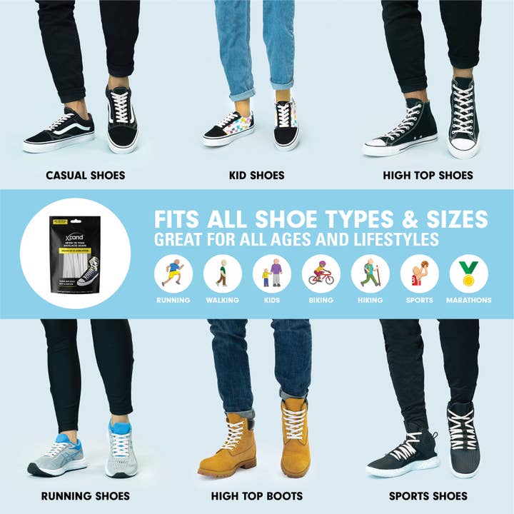 Xpand Laces – wholesale Skosnören - Unisex – Elastiska platta skosnören utan knytning | Inget mer knytande | En storlek