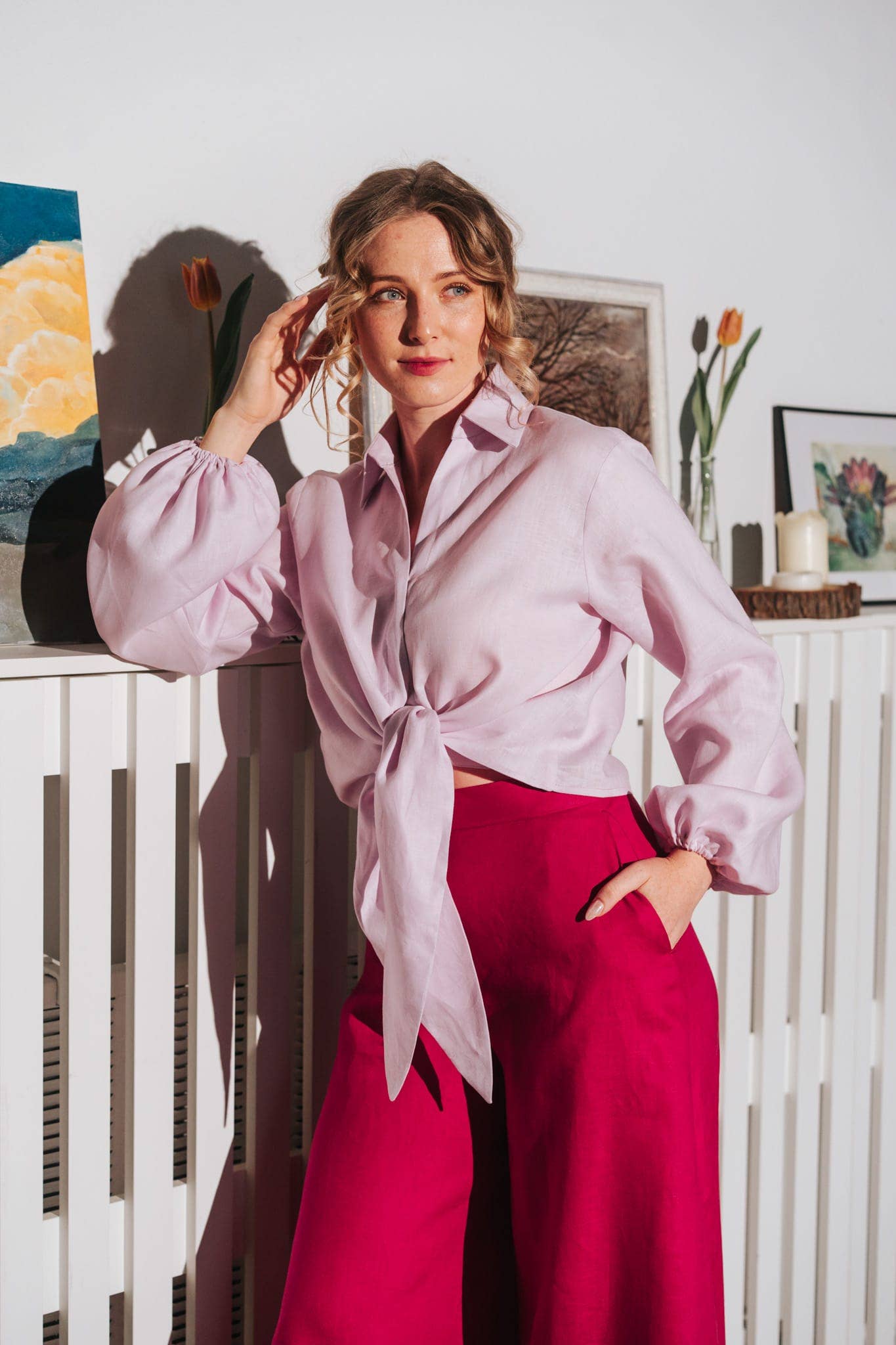 De IONESCU – Großhandel Hose – Damen – Die &quot;Palazzo&quot; Leinenhose - Fuchsia11