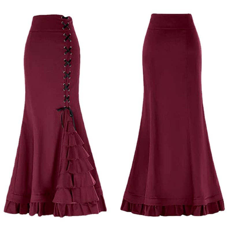 SALINA TRADING INC - Wholesale Skirt - Women's - Victorian Steampunk Ruffle Mermaid Skirt for Women3
