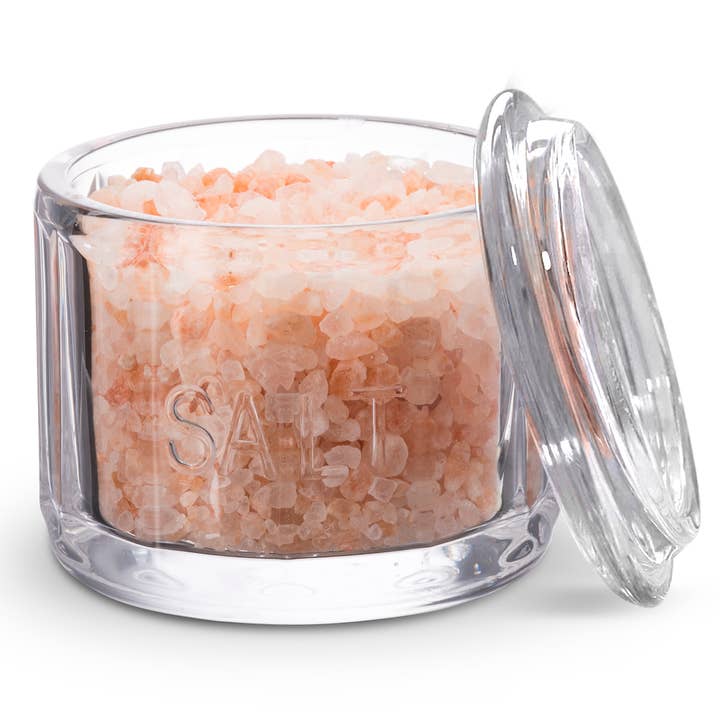 Kook - Wholesale Salt Mill - Kook Embossed Salt Cellar & Lid, Pressed Glass, 10 oz