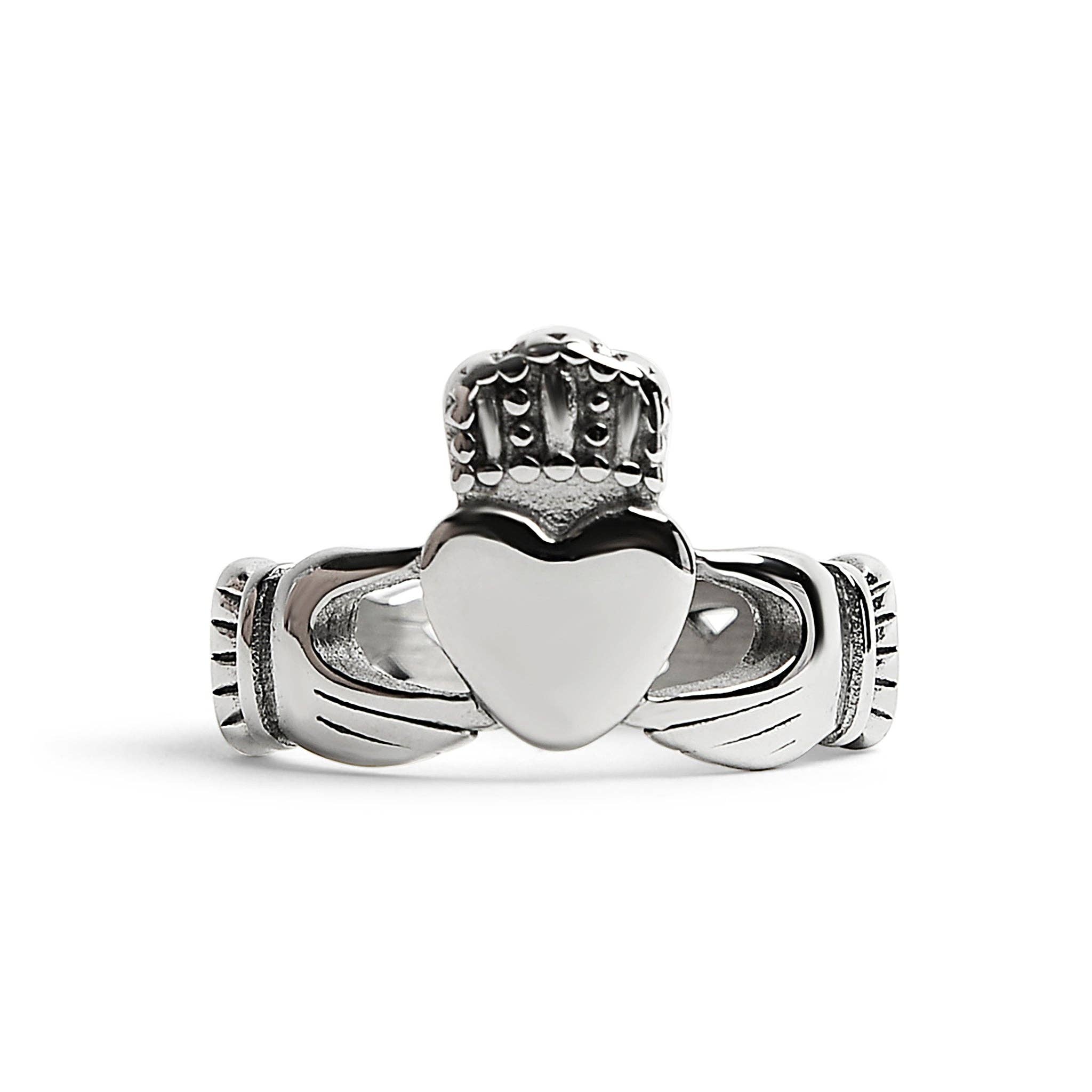 WJW - Wholesale Cocktail/Statement Ring - Detailed Claddagh Stainless Steel Ring