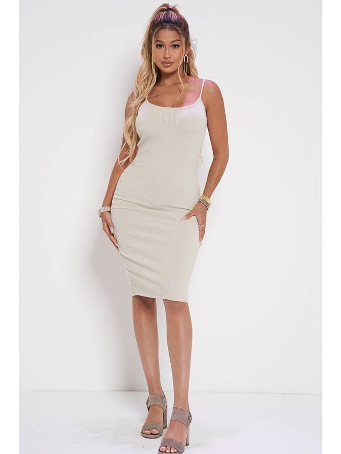 Junie - Wholesale Dress - Women's - HACCI RIB CAMI MIDI DRESS AD24557