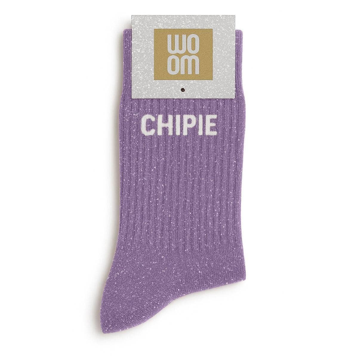 ChoO – wholesale Strumpor - Barn – ChoO Chipie glittersocka i lila med meddelande0