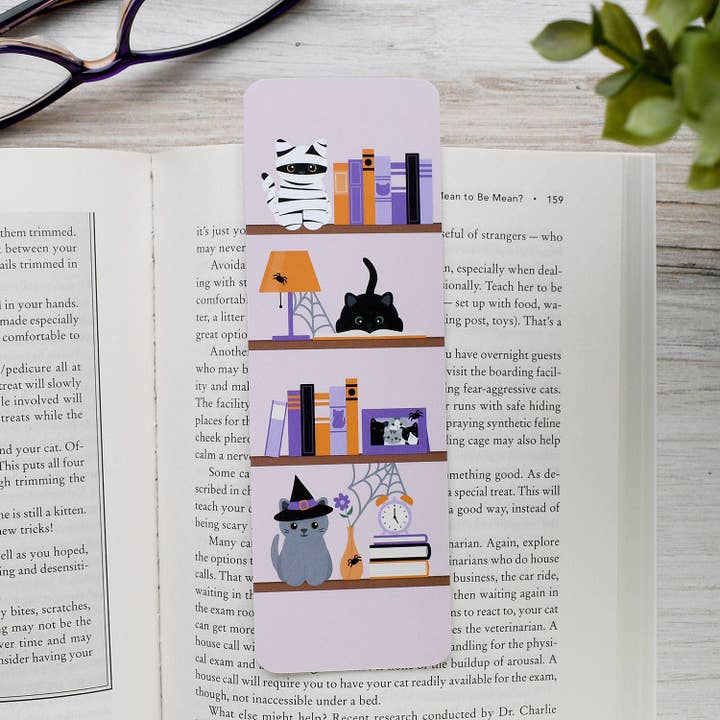 Spooky Bookshelves Cat Bookmark for wholesale by Chester and Pearl