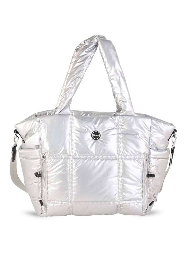 KB3402601_20 - SHOPPER EN NYLON, AVEC FERMETURE ÉCLAIR, COULEUR ARGENT pour la vente par Kbas