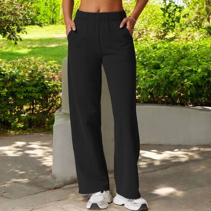 Active by Anna-Kaci – wholesale Lounge Sweatpants/jogging bottoms – Women's – Elastic Waist Wide Leg Sweatpants with Pockets for Lounge4