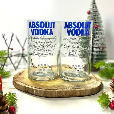 Upcycled Drinkware | Repurposed Vodka Bottle for wholesale by WAS A BOTTLE