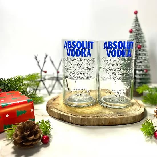 Upcycled Drinkware | Repurposed Vodka Bottle for wholesale by WAS A BOTTLE