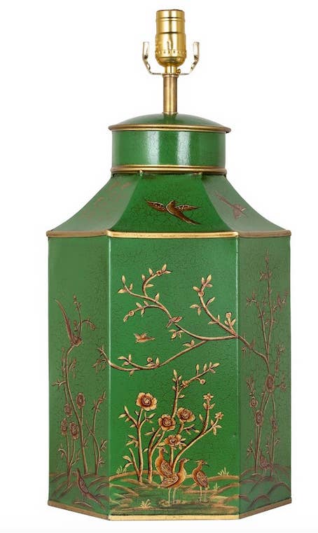 The Enchanted Home - Wholesale Accent/bureaulamp - Mosgroene & Gouden Zeshoekige Lamp