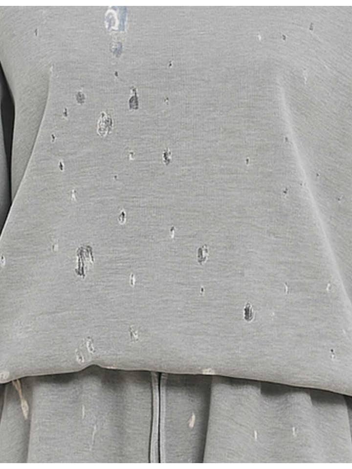 Grey Ladies Lace Details Pullover Sweatshirt Skirt 2PCS Set for wholesale on Faire4