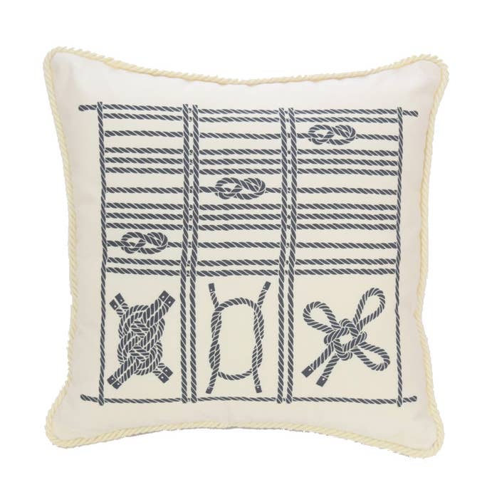 Weißes Kissen mit Netzmuster im maritimen/maritimen Knotenmuster für den Großhandel von Ox Bow Decor