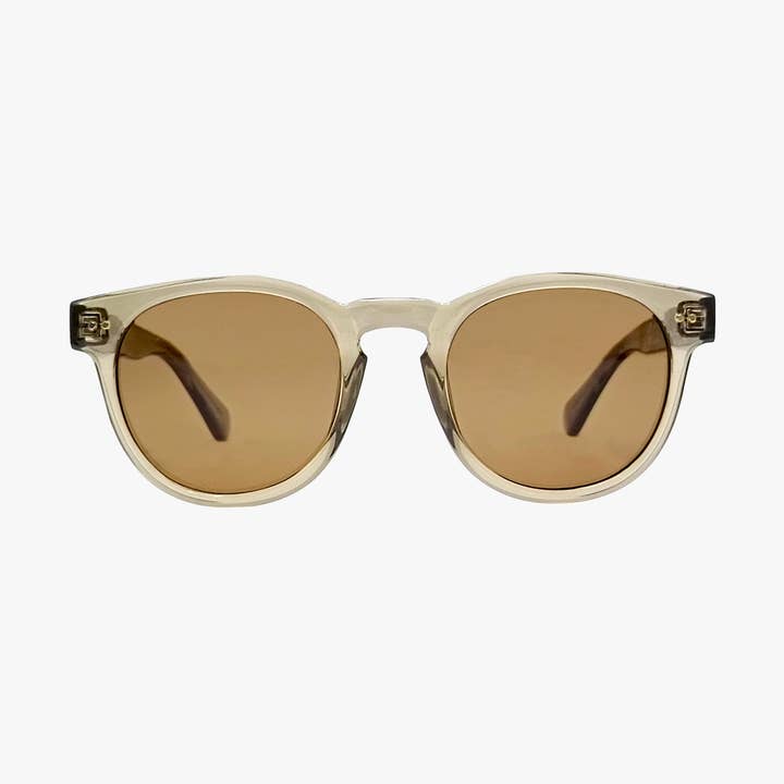 ALEX CRYSTAL TAUPE Polarized Round Fashion Sunglasses for wholesale by Kohv Eyewear