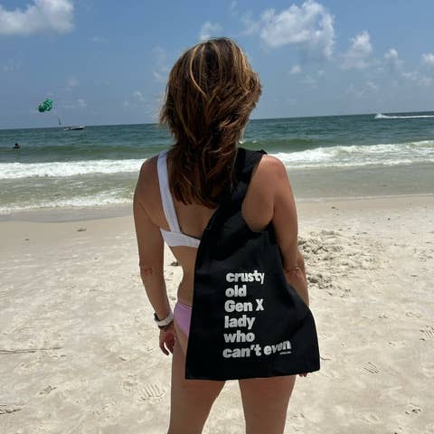 GetBullish - Wholesale Tote Bag - Women's - Crusty Old Gen X Lady Who Can't Even Slouchy Canvas Tote