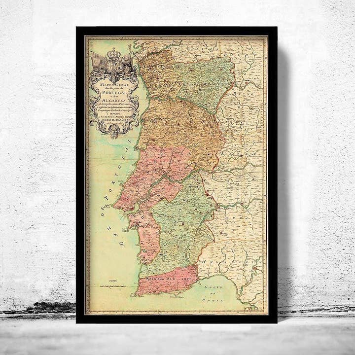 Vecchia Mappa del Portogallo 1730 Mappa del Portogallo Mappa Portoghese Mappa Vintage | Stampa d'Arte da Parete Mappa Vintage per la vendita all'ingrosso da parte di OldCityPrints - Old Maps and Posters
