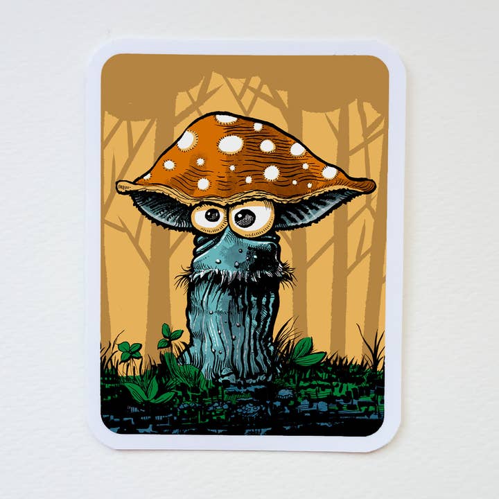 Mushroom Morning Sticker for wholesale by Brian Barber, Illustration