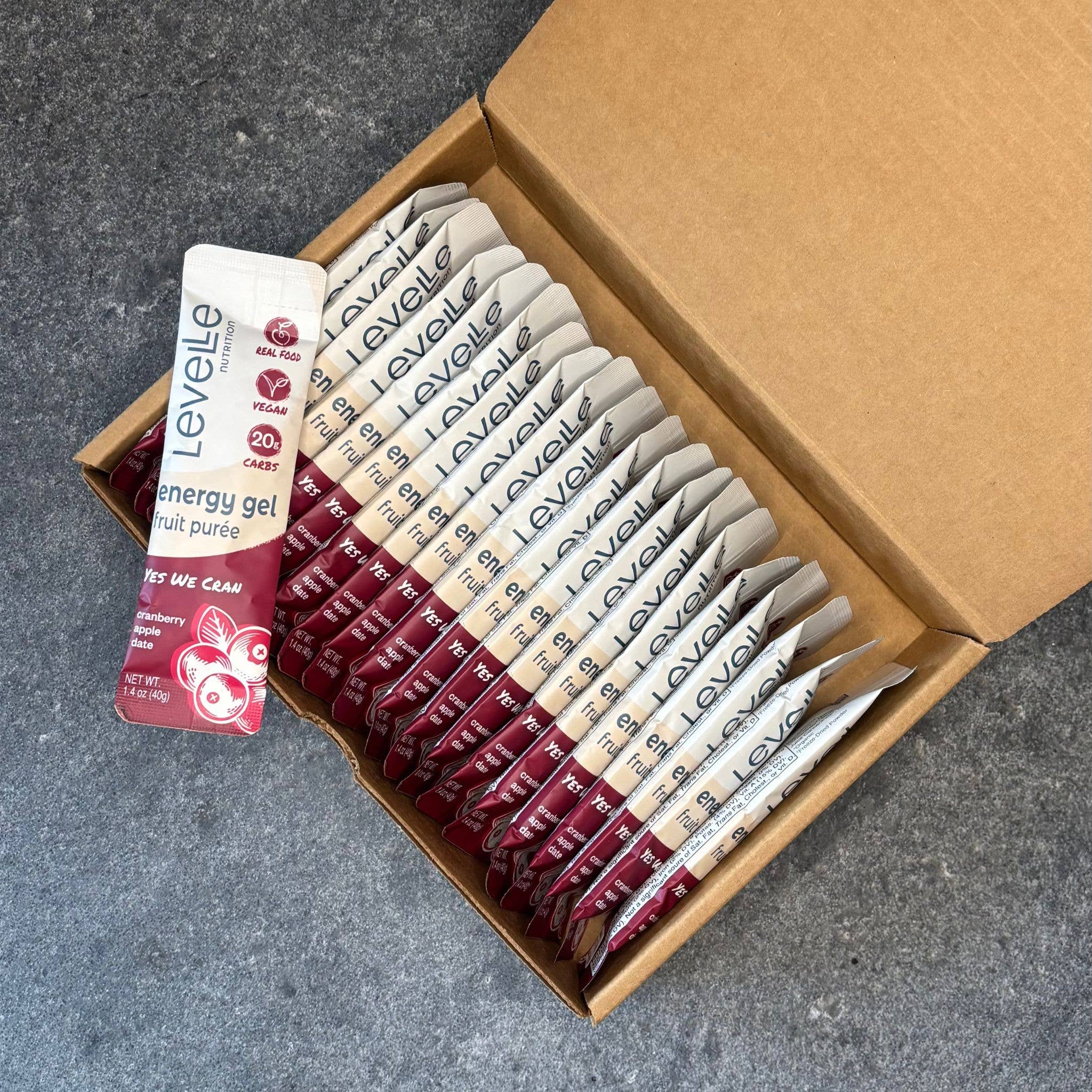 Levelle Nutrition - Wholesale Sports/Energy Drink - Yes We Cran! Energy Gel - Vegan, Real Food (40g)2
