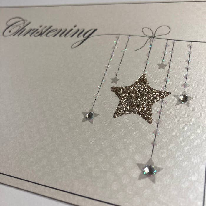 White Cotton Cards – wholesale Keepsake box – Child & baby – Christening Silver Star - Gifts (CHS)3