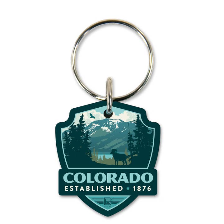 Colorado It's Our Nature Emblem Wooden Key Ring for wholesale by Tourist Courts