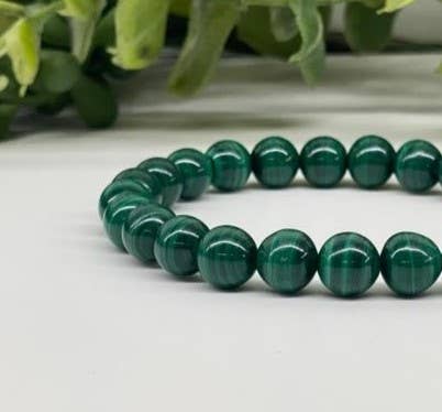 Meraki Gemstones - Wholesale Beaded Bracelet - Malachite (Natural) Stretchable Bracelet 8mm Beads1