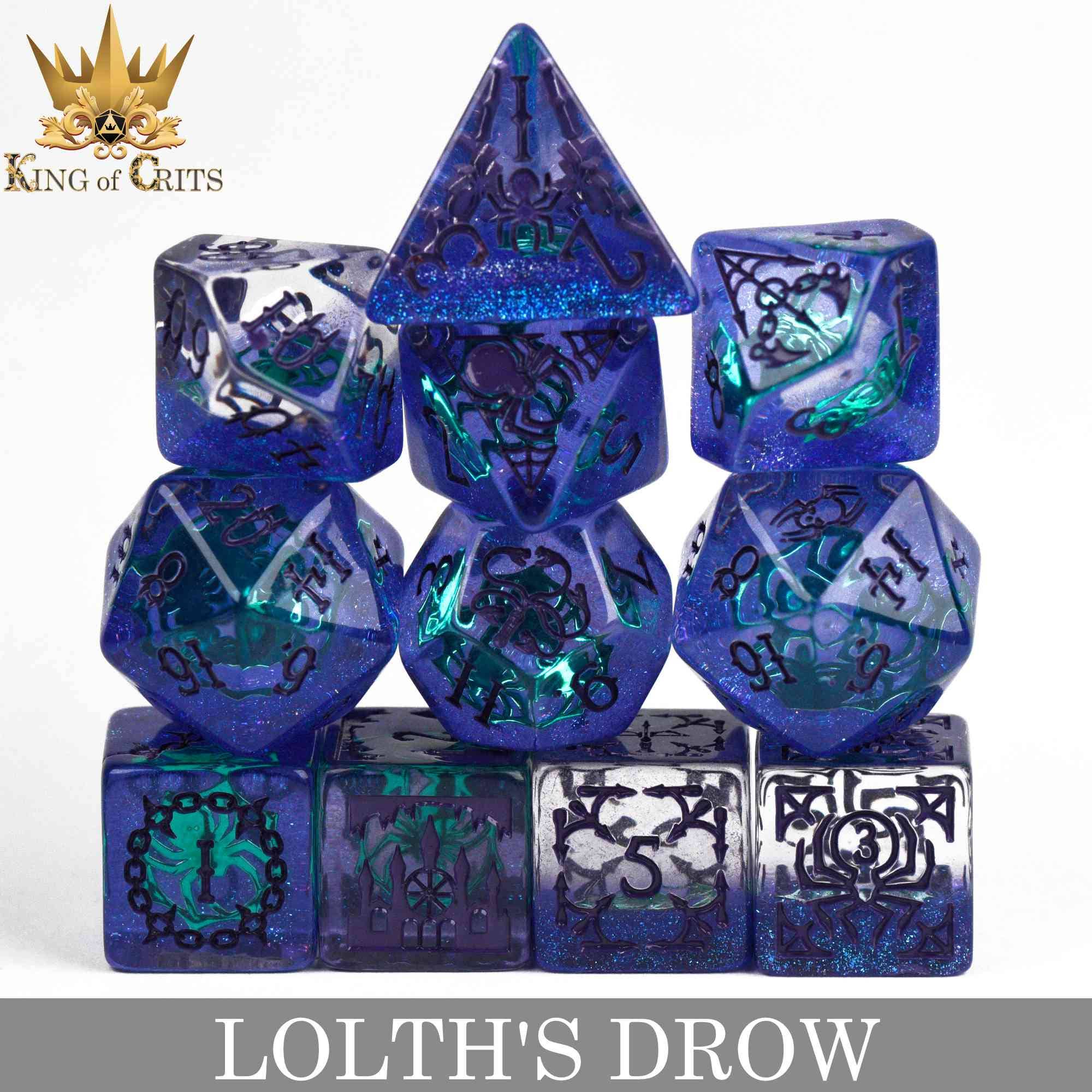DNDDICE.COM - Wholesale Dice - Lolth's Drow - 11 Dice Set1