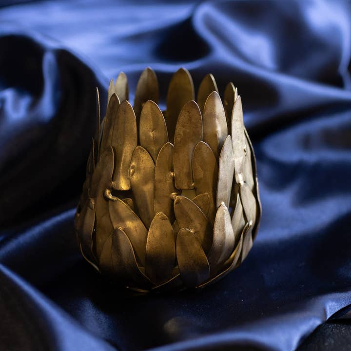 Votive Dia 3.75" Gold Crackle for wholesale on Faire2