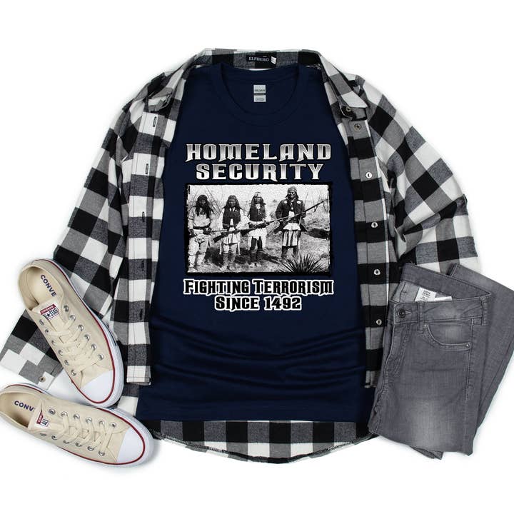 Artopia - Wholesale Screen Printed T-Shirt - Unisex - Native American T-Shirt, Homeland Security Fighting Terroris3