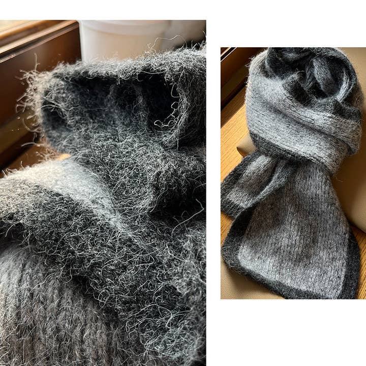 Marayn - Wholesale Scarf – Women's - Chunky Knit Colorblock Mohair Scarf Soft Chic Essential11