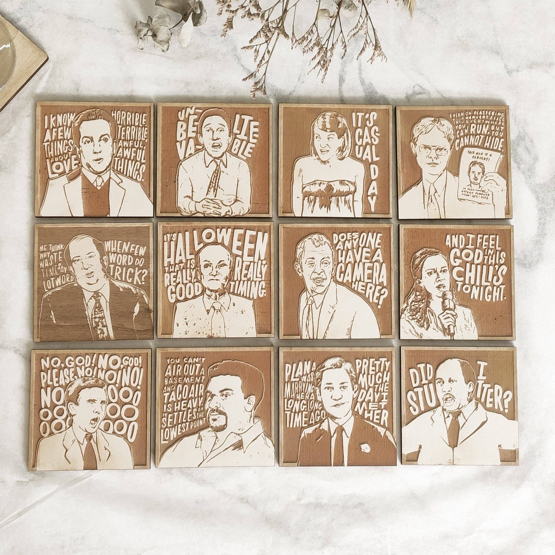 Studio Rima - Wholesale Coasters - Set of 12 The Office Wooden Coasters - TV Show - Cinema Gift0