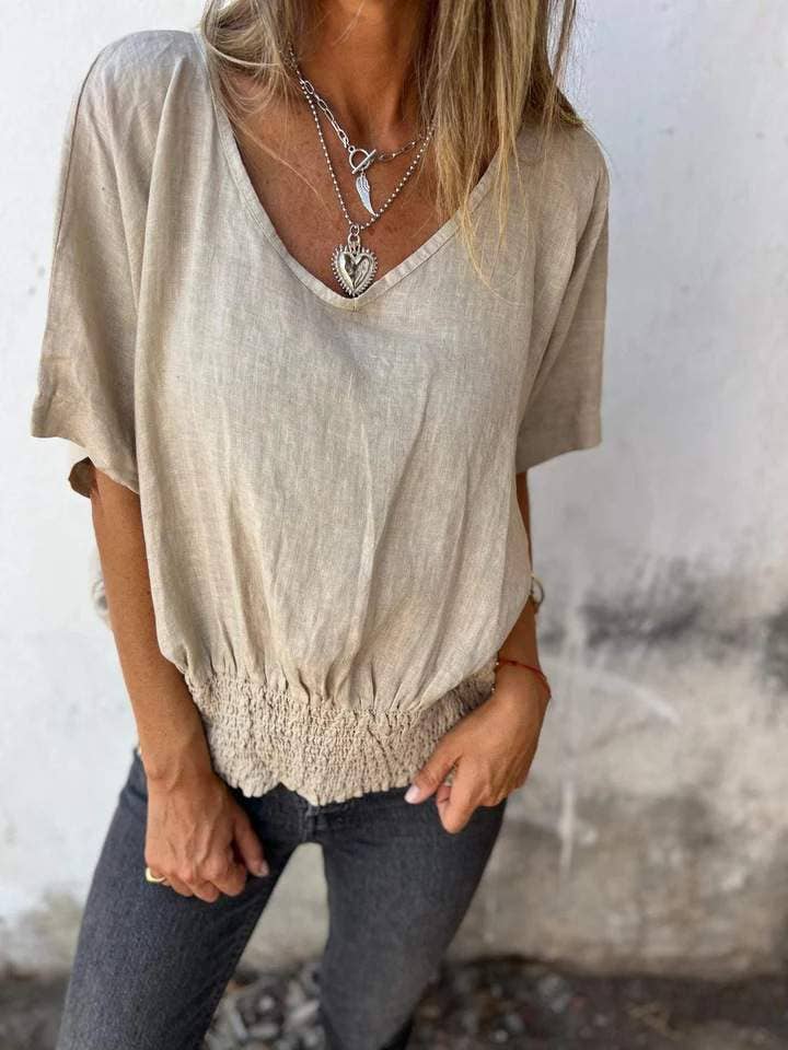 elastisk midja boho-blus, stilren passform topp för wholesale av Fashion Combination
