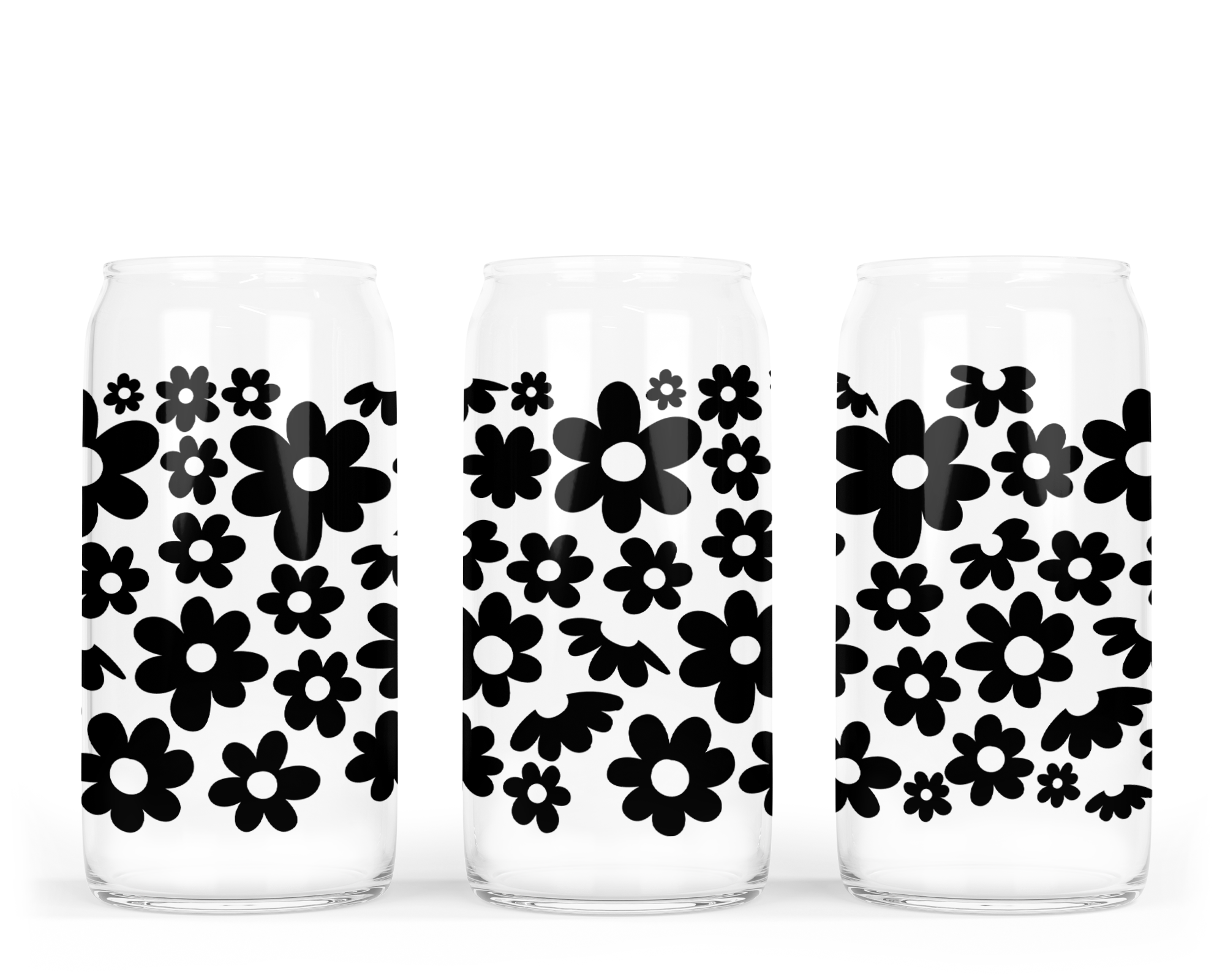 DIYxe – Engroshandel Drikkeglas/kop – Daisy Glass dåse med bambus låg | Blomsterglas dåse1