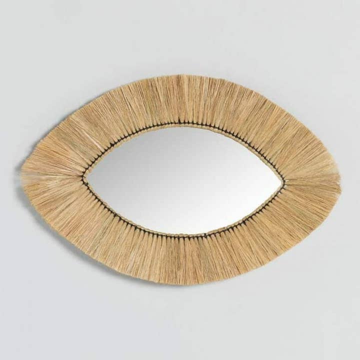 My artisans - Wholesale Wall Mirror - Moroccan Straw Eye Mirror – Handwoven Raffia Wall Decor