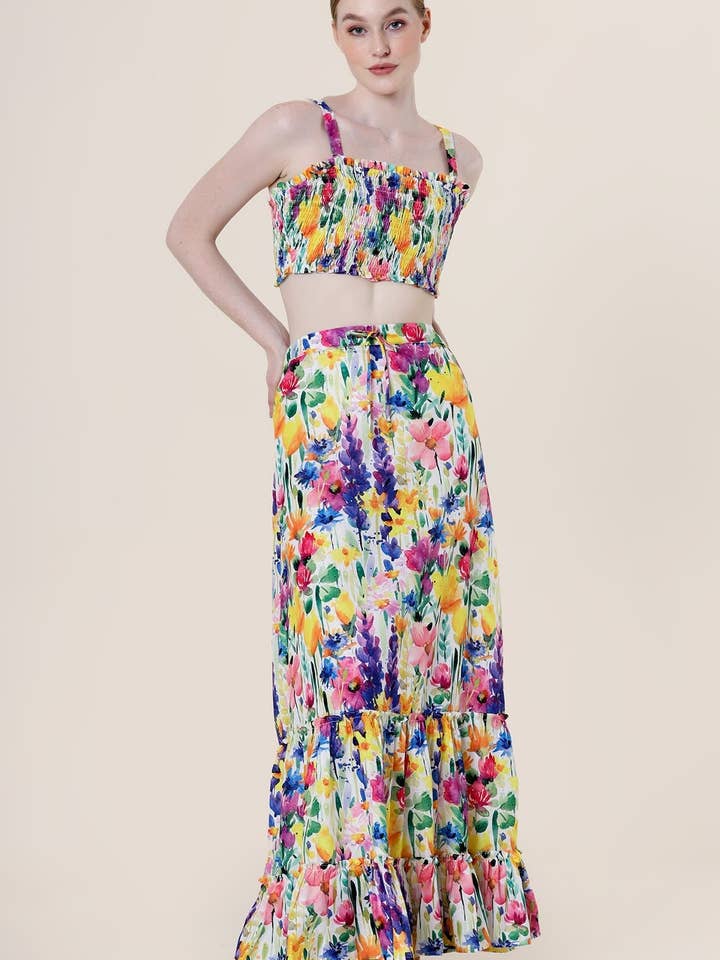 Kyle x Shahida - Wholesale Skirt - Women's - Multi Colored Tiered Skirt1