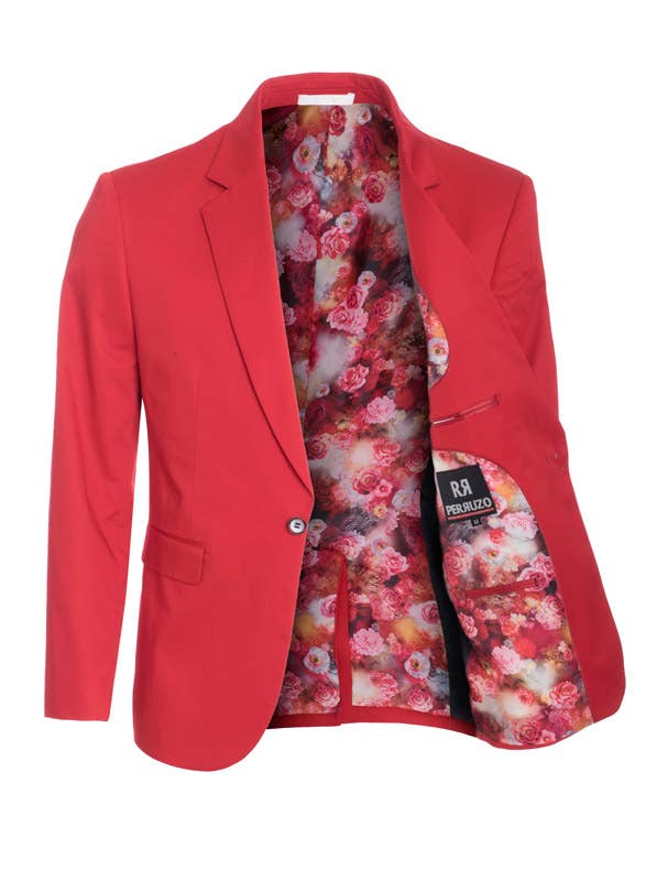 Perruzo – wholesale Blazer - Herr – Herrblazer i röd bomull med stretch, modell 90101