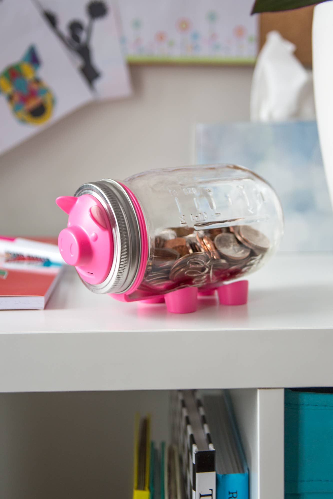 Fox Run Brands – wholesale Money/piggy bank – Jarware Pink Piggy Bank Lid for Regular Mouth Mason Jar2