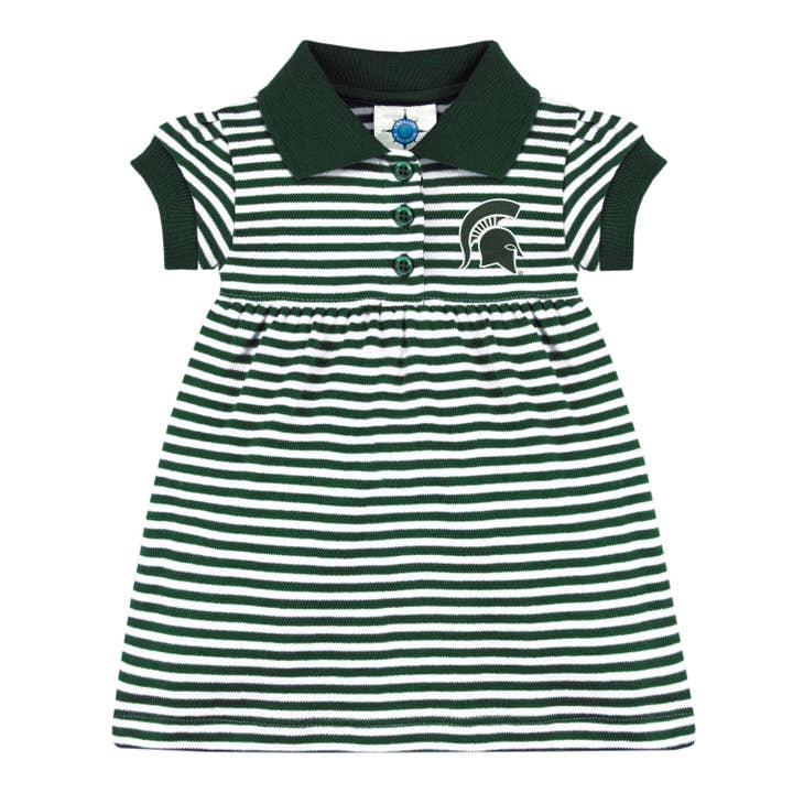 Michigan State Spartans Striped Game Day Dress With Bloomer for wholesale by Creative Knitwear