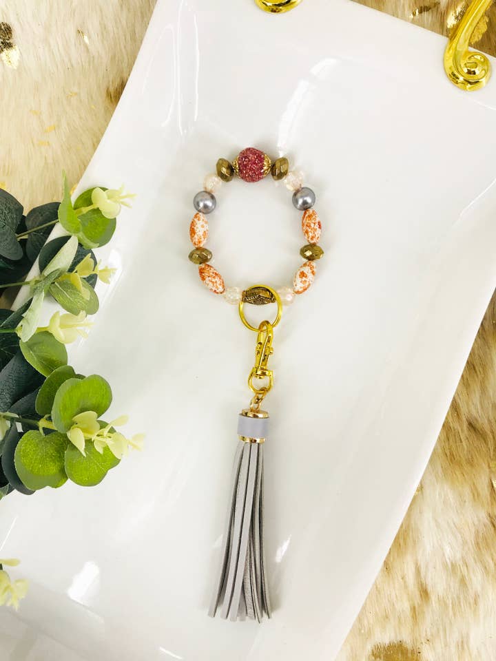 Glass Bead Bracelet Keychain - K150 for wholesale by Magnolia & Peach Jewelry Boutique, LLC