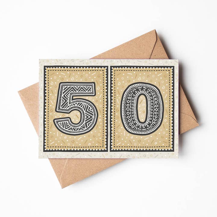 Jess A Little Creative - Wholesale Birthday Card - Unique Gold 50th Birthday Card