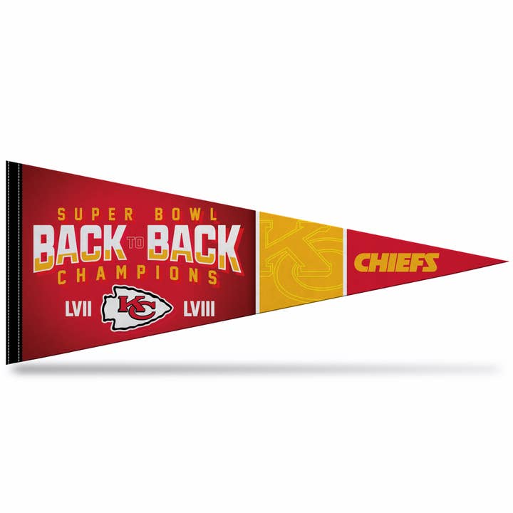 Kansas City Chiefs Back-to-Back Champs 12" x 30" Pennant for wholesale by Rico Industries