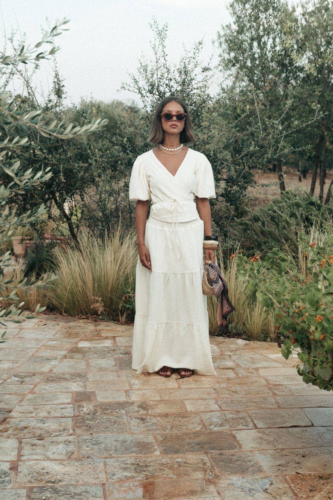 Miley Knitted Structure Wrap Top | Off white for wholesale on Faire